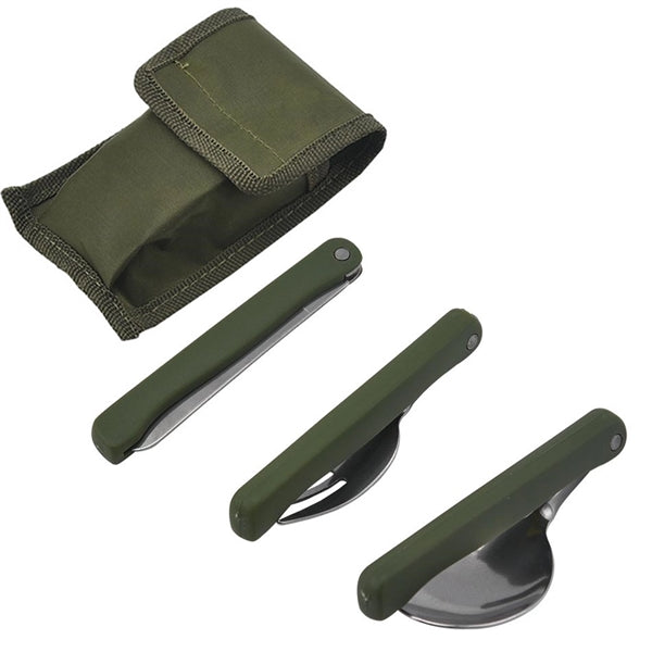 Portable Folding Camping Tool Set With Folk, Spoon, Knife