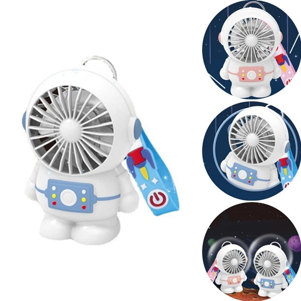 Cartoon Astronaut Holding Fan