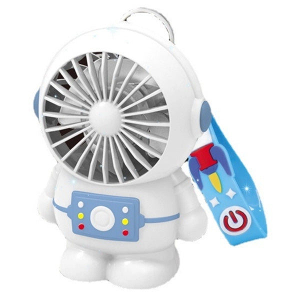 Cartoon Astronaut Holding Fan