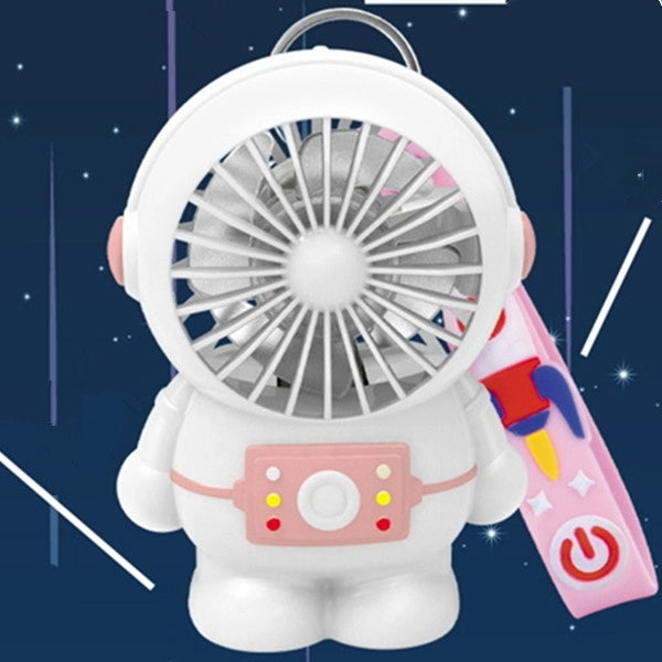 Cartoon Astronaut Holding Fan