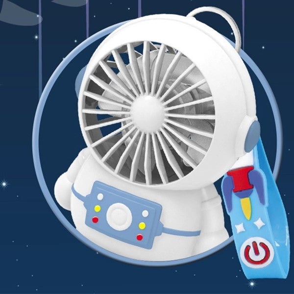 Cartoon Astronaut Holding Fan