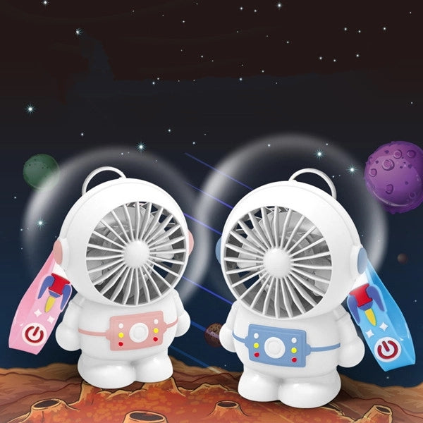 Cartoon Astronaut Holding Fan