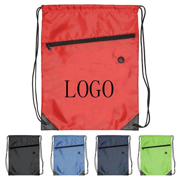 Drawstring Sports Bag With Front Zipper