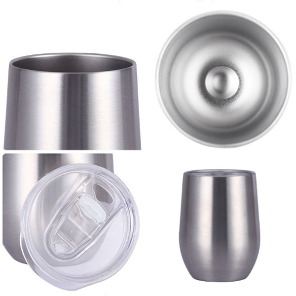 Wine Egg Shaped Cup Silkscreen With Clear Lid