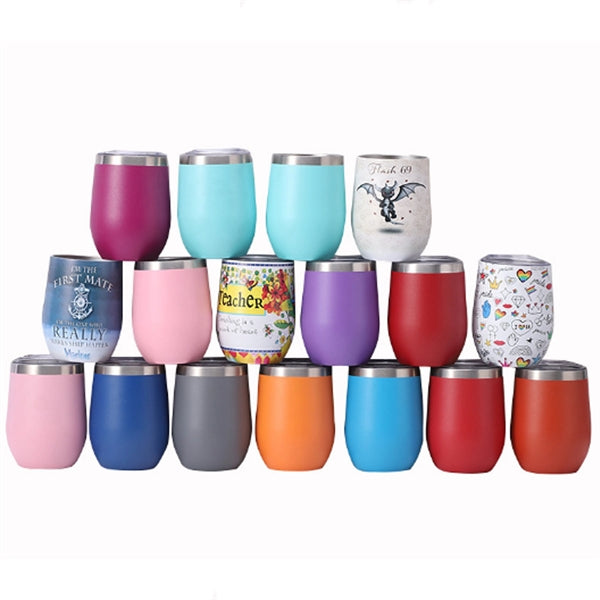 Wine Egg Shaped Cup Silkscreen With Clear Lid