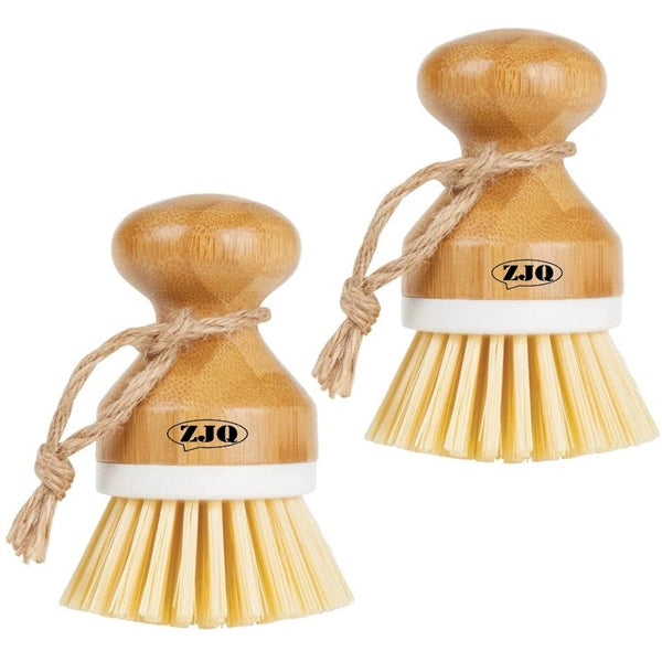 Bamboo Wood Round Mini Palm Scrub Brush