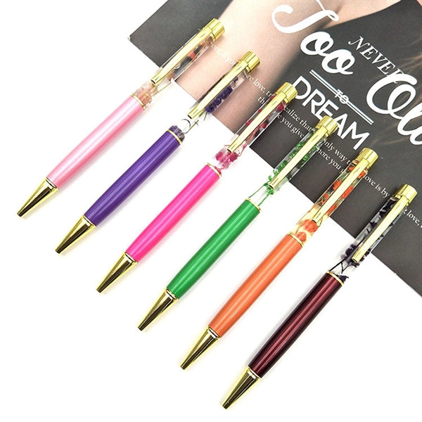 Oil Floating Glitter Metal Ballpoint Pen