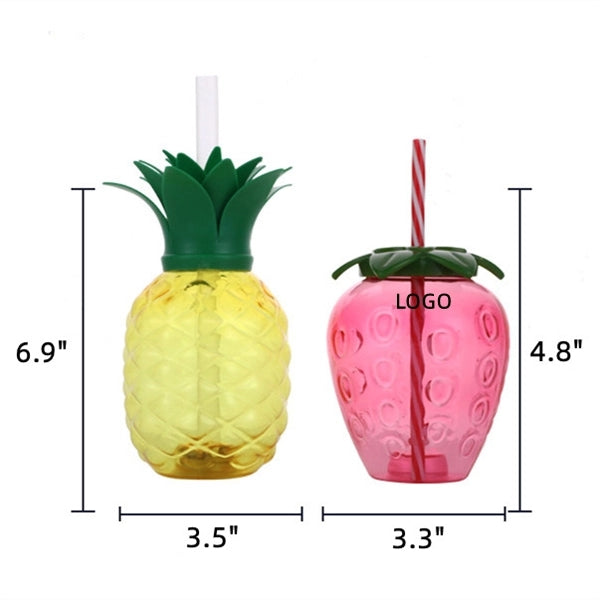 Pineapple Strawberry Shaped Cup with Straw