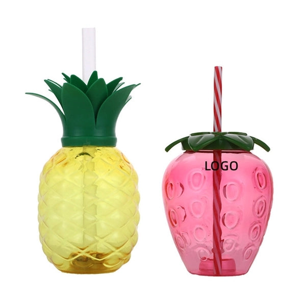 Pineapple Strawberry Shaped Cup with Straw