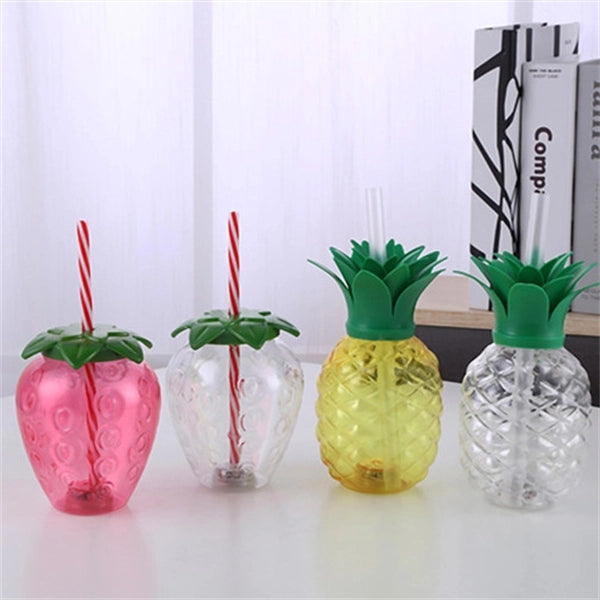 Pineapple Strawberry Shaped Cup with Straw