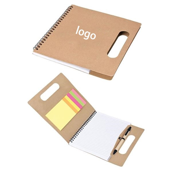 Spiral Notebook With Pen And Sticky Notes