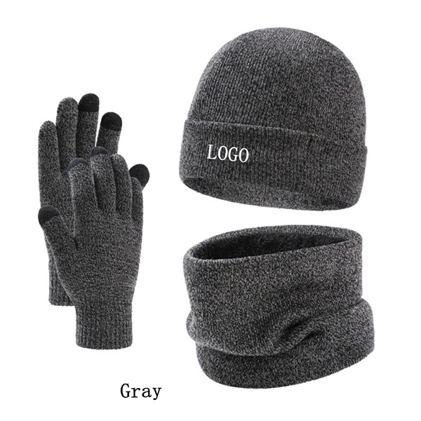 Warm Hat Scarf And Touchscreen Gloves Set