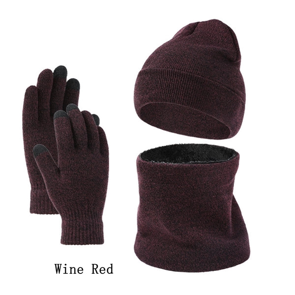 Warm Hat Scarf And Touchscreen Gloves Set