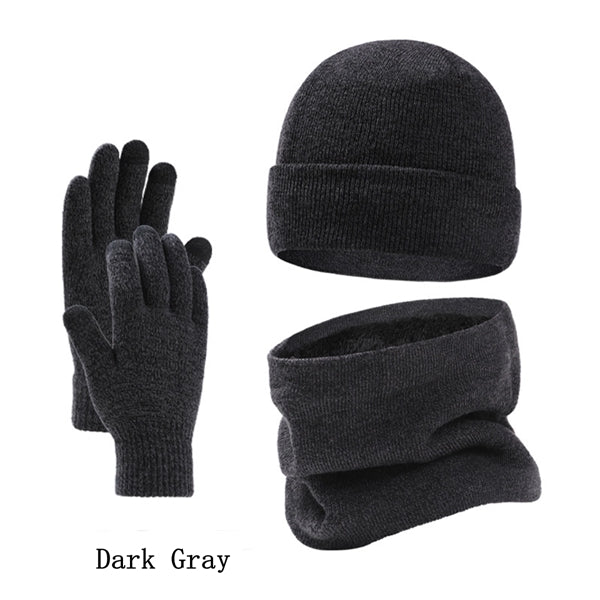 Warm Hat Scarf And Touchscreen Gloves Set