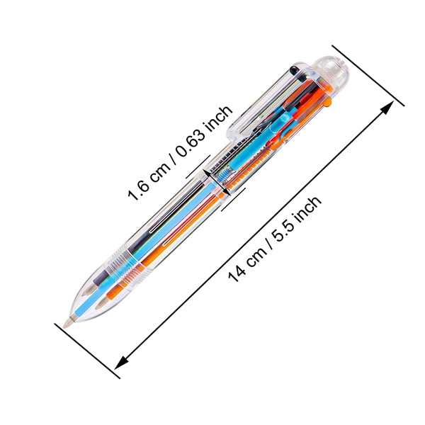 6 Color Transparent Barrel Retractable Pen