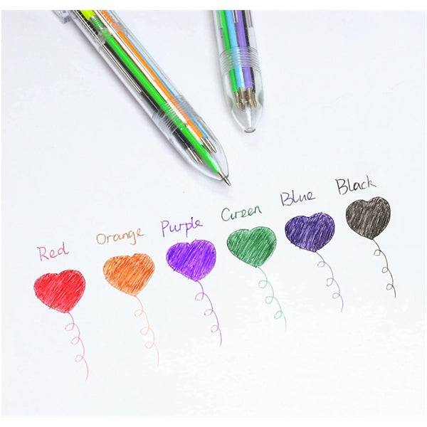 6 Color Transparent Barrel Retractable Pen