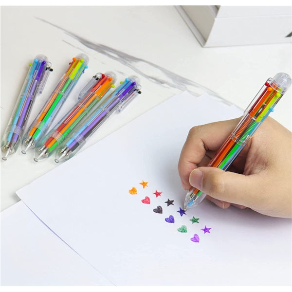 6 Color Transparent Barrel Retractable Pen