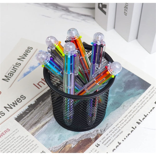 6 Color Transparent Barrel Retractable Pen