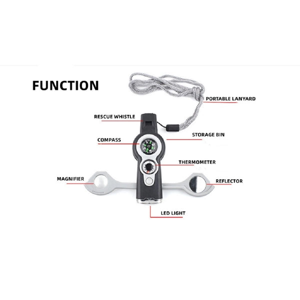 Outdoor 7 In 1 Multifunctional Survival Whistle