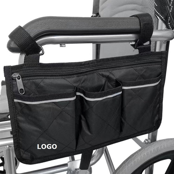 Wheelchair Armrest Storage Bag With Reflective Strip
