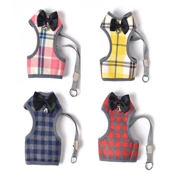 Plaid Vest Chest Harness Leash