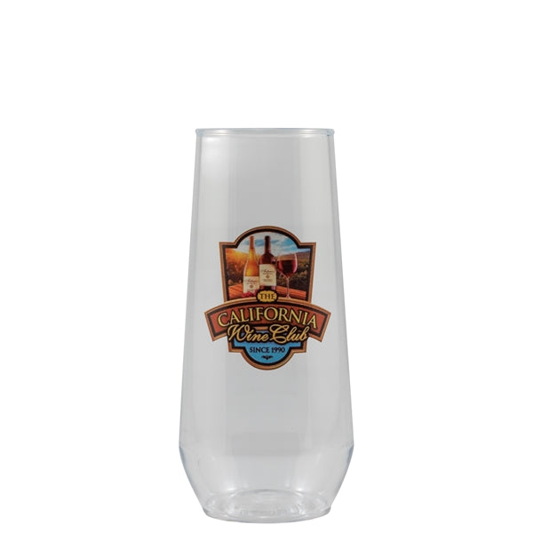 10 oz Clear Plastic Stemless Flute - Digital