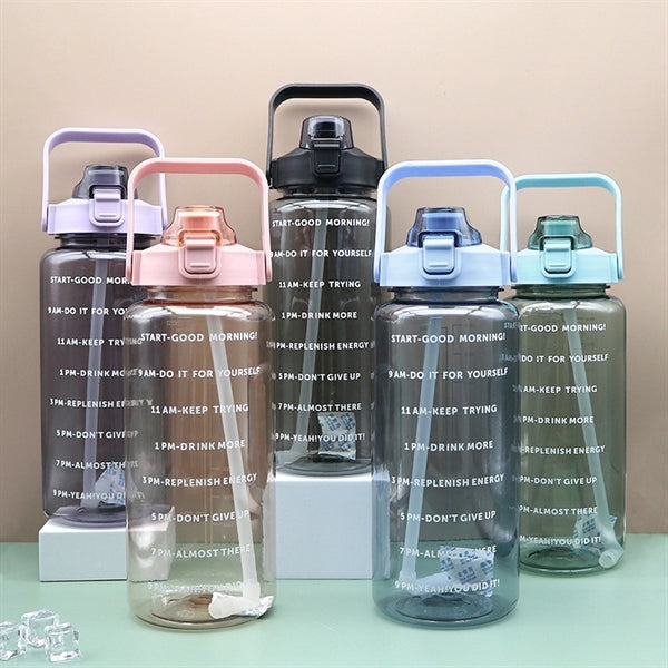 64Oz Sport Water Bottle With Handle Time Measurement