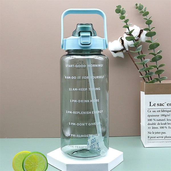 64Oz Sport Water Bottle With Handle Time Measurement