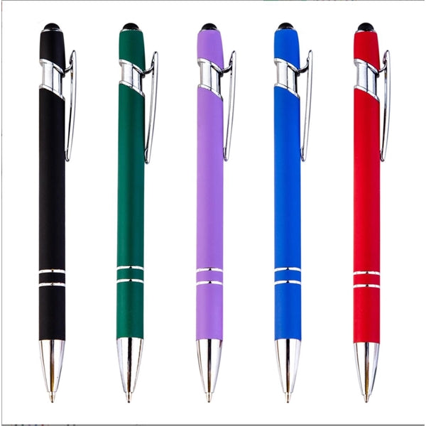 Rubberized Soft Touch Ballpoint Pen with Stylus Tip