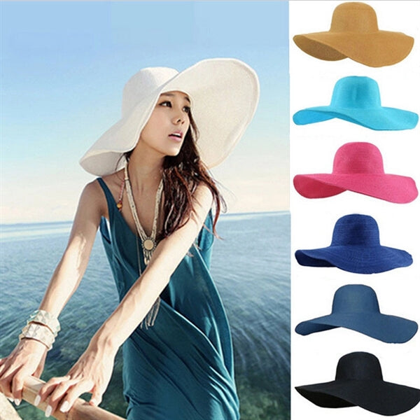 Woman Wide Brim Straw Floppy Hat