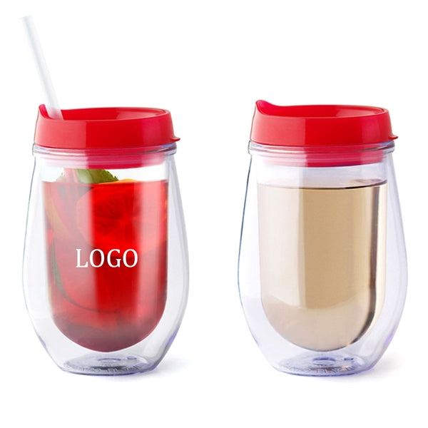12 Oz Clear Insulated Double Wall Tumbler for Coffee,Juice