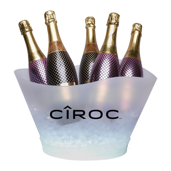 LED Light Ice Bucket, Large White Plastic