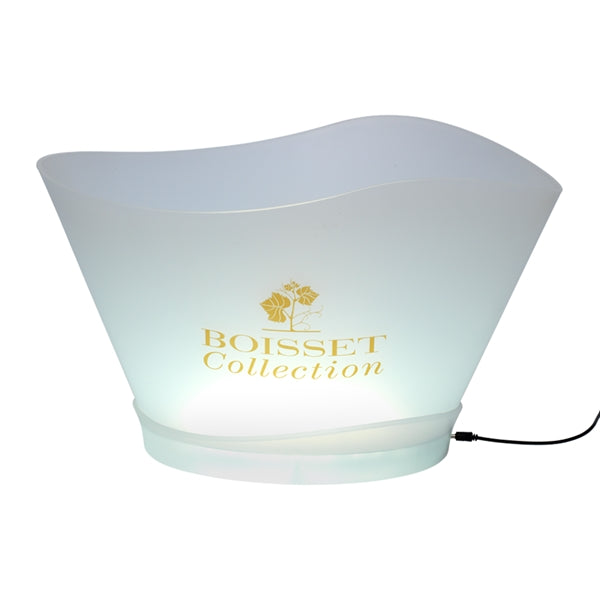 LED Light Ice Bucket, Large White Plastic