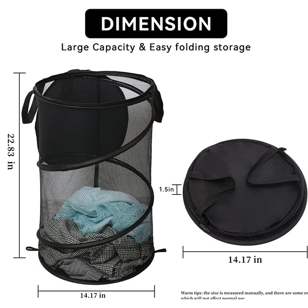 Mesh Collapsible Laundry Hamper With Lid