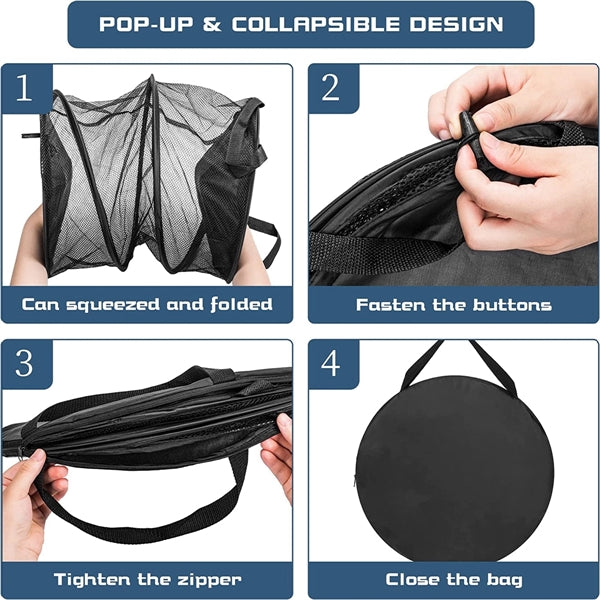 Mesh Collapsible Laundry Hamper With Lid
