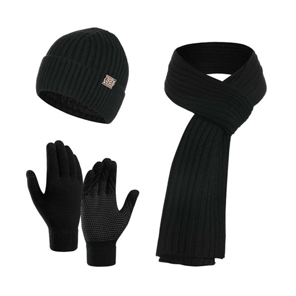 3Pieces Unisex Winter Hat Scarf Gloves Set