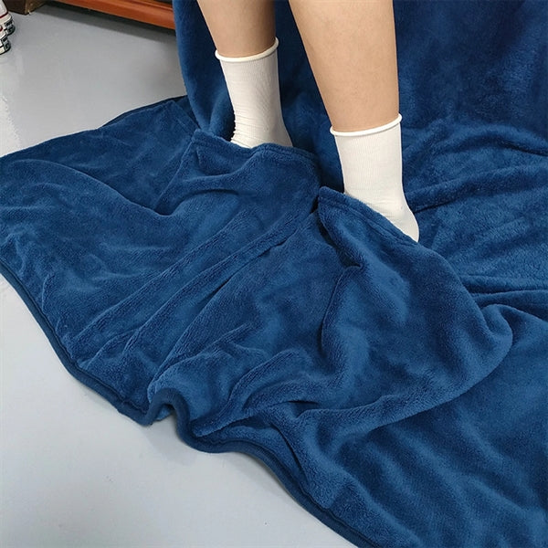 Flannel Foot Pocket Throw Blanket