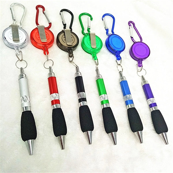 Carabiner Buckle Retractable Badge Reel Ballpoint Pen