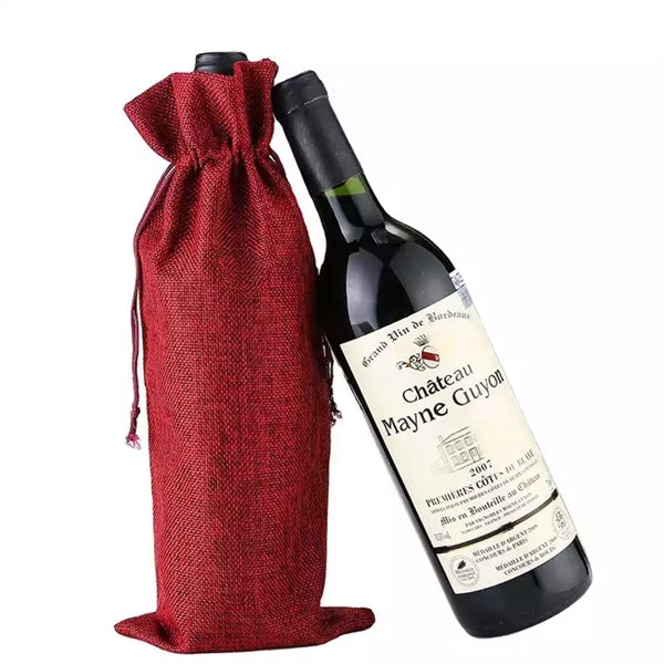 Burlap Wine Tote Bag