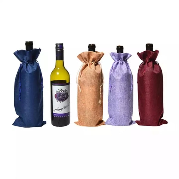 Burlap Wine Tote Bag
