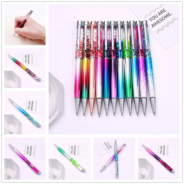 Rainbow Gradient Floating Metallic Glitter Ballpoint Pen