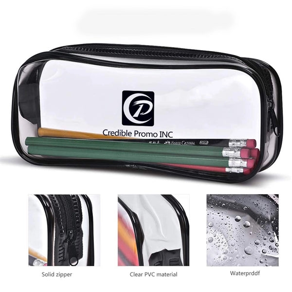 Clear PVC Zipper Pen Pencil Case Big Capacity Makeup Pouch