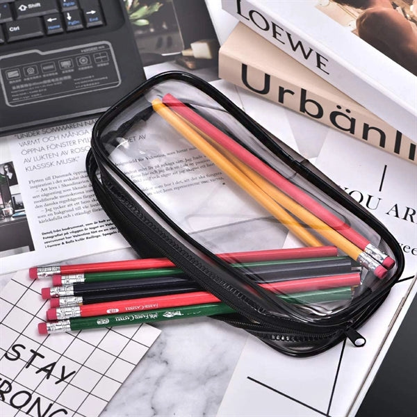 Clear PVC Zipper Pen Pencil Case Big Capacity Makeup Pouch