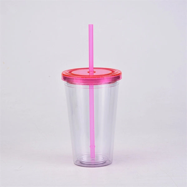 Double Wall Acrylic Tumbler With Lid And Straw