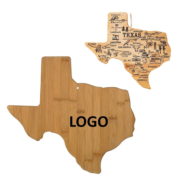 Texas Shaped Eco-Friendly Bamboo Serving Cutting Board