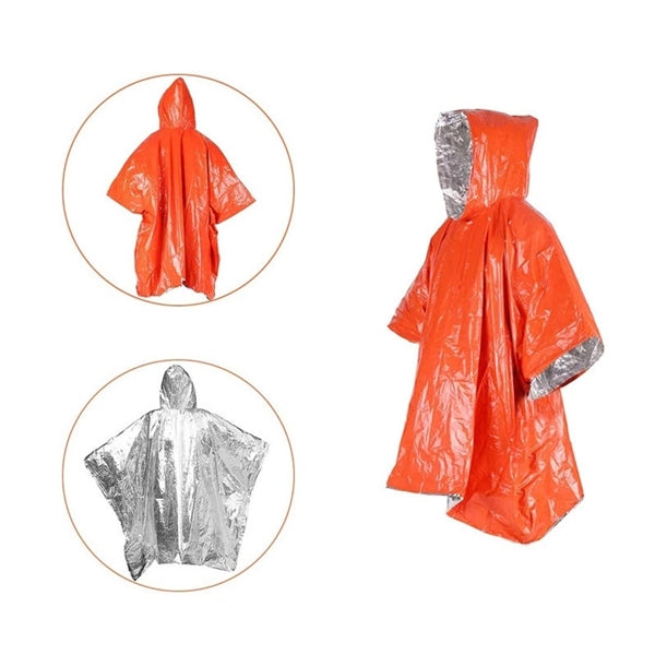 4 IN1 Emergency Poncho Raincoat W/ Carabiner & Whistle & Bag