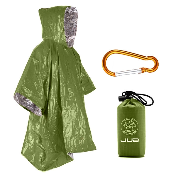 4 IN1 Emergency Poncho Raincoat W/ Carabiner & Whistle & Bag
