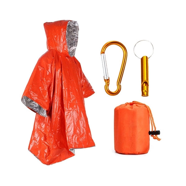 4 IN1 Emergency Poncho Raincoat W/ Carabiner & Whistle & Bag