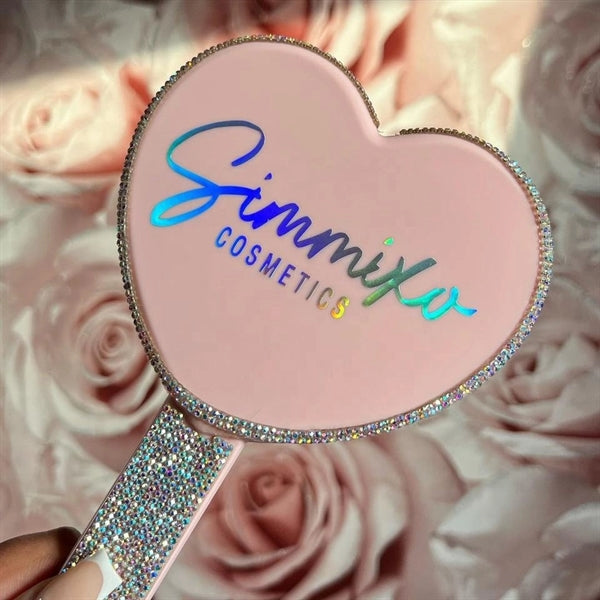 Heart hand mirror with handle