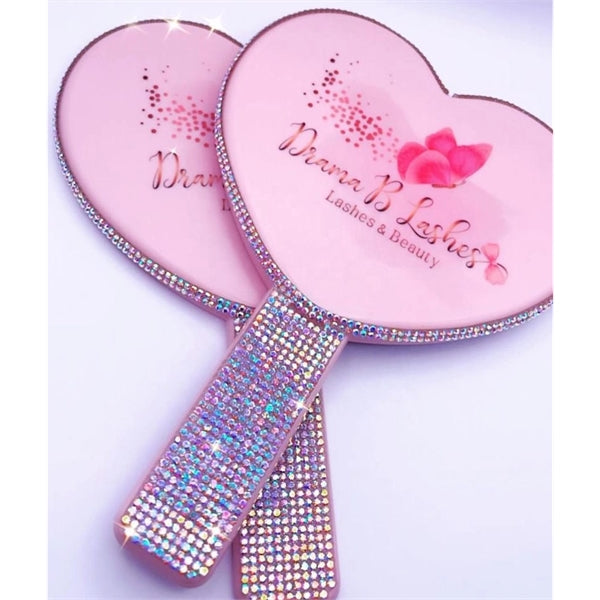 Heart hand mirror with handle